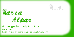 maria alpar business card